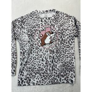 Buc-ee’s Leopard Print Sweatshirt Women’s Medium Pink Cheetah Graphic Pullover